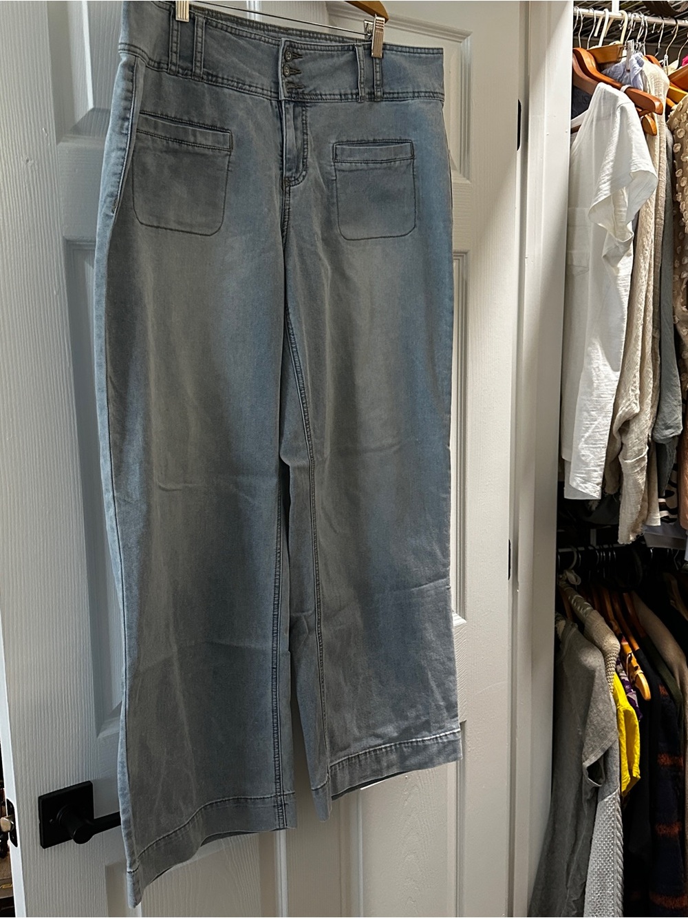 Tribal Light Blue Mid-Rise Wide Leg Jeans